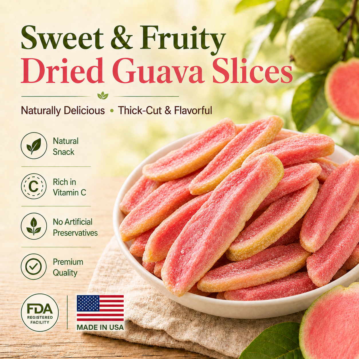 🧑‍⚕️💎Say goodbye to sugar spikes! Satisfy your cravings with ourfiber-rich Red Guava slices-QZE