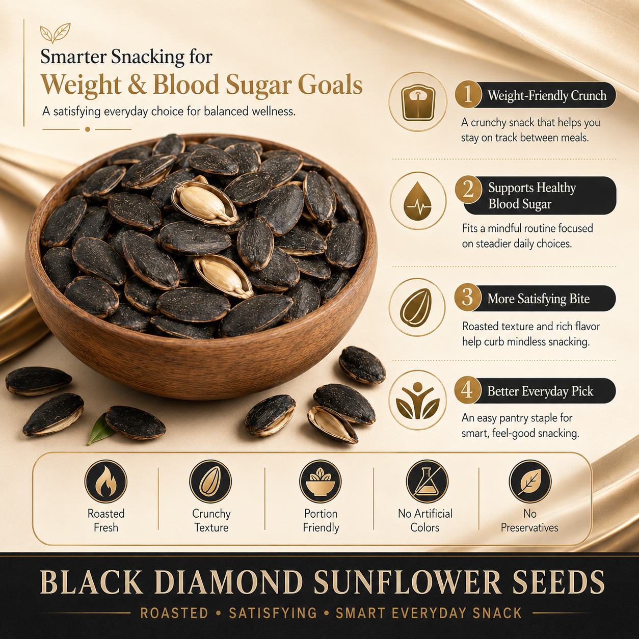 🖤 Black Diamond Sunflower Seeds The Smart Snack Choice for Better Weight & Blood Sugar Balance 🌻-LYJ