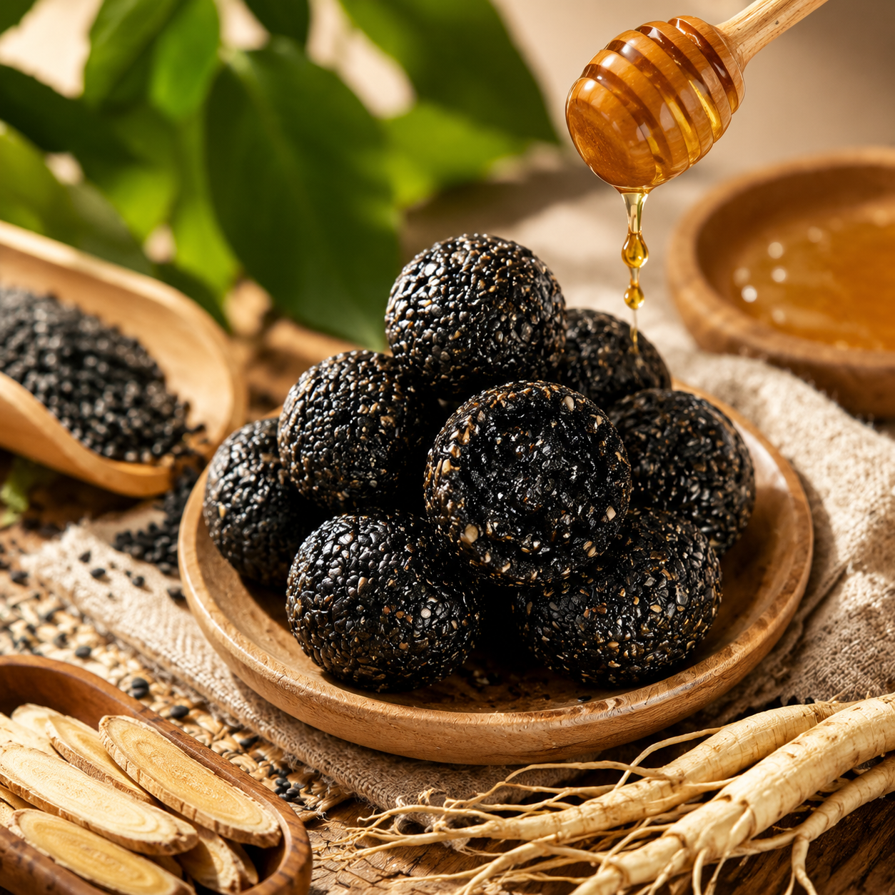 🧩 Say goodbye to high-calorie guilt! 🌿 Enjoy a satisfying, nutrient-rich snack with our Natural Polygonatum Black Sesame Balls — a clean way to support your daily wellness and cravings.