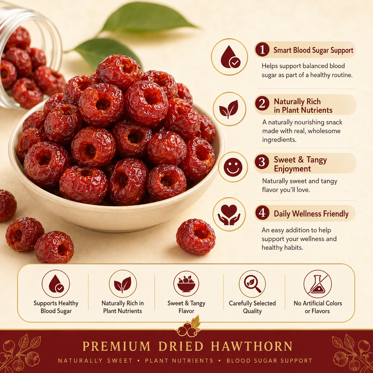 💕Science-Inspired Support for Healthy Blood Sugar✨ Delicious dried hawthorn made for smart everyday snacking.-LYJ