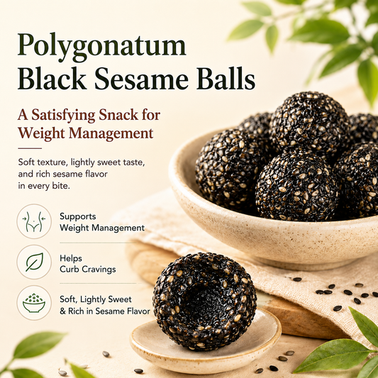 🧩 Say goodbye to high-calorie guilt! 🌿 Enjoy a satisfying, nutrient-rich snack with our Natural Polygonatum Black Sesame Balls — a clean way to support your daily wellness and cravings.