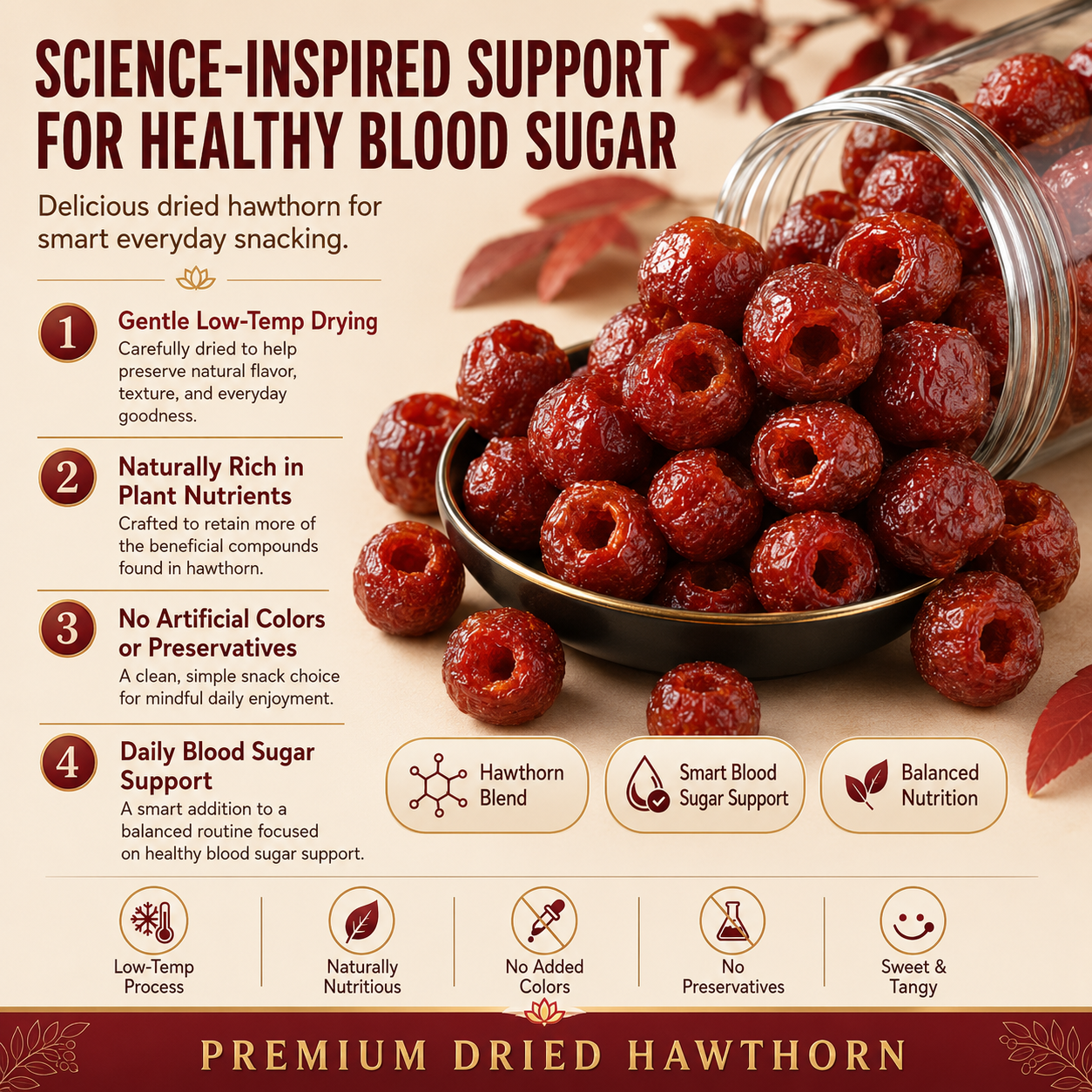 💕Science-Inspired Support for Healthy Blood Sugar✨ Delicious dried hawthorn made for smart everyday snacking.-LYJ