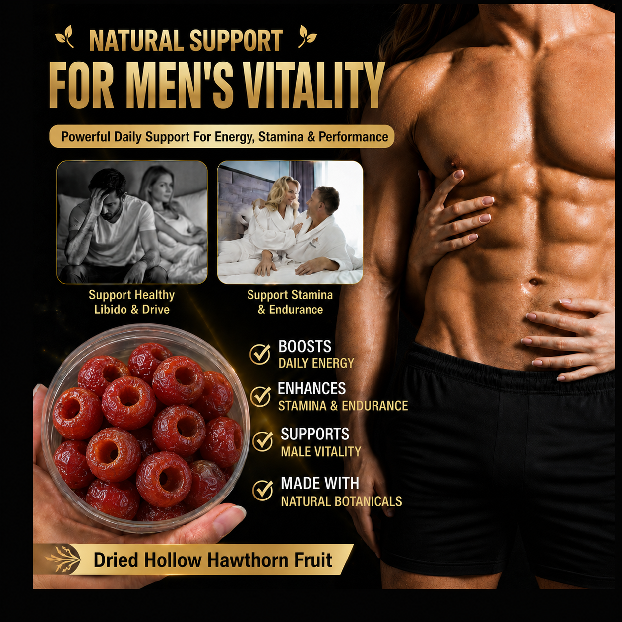 ❤❤Men’s Vitality Revival 💪💯 Hollow dried hawthorn berries for Natural Energy, Stamina & Confidence - LYJ